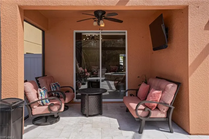 View of patio / terrace featuring ceiling fan