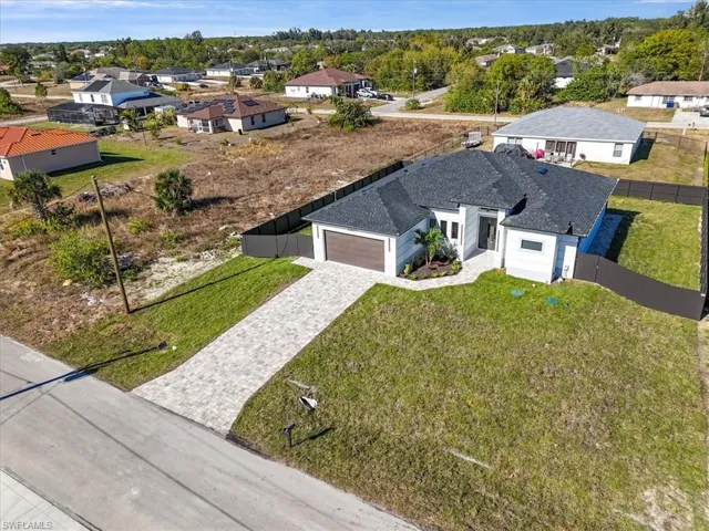 Aerial perspective of suburban area