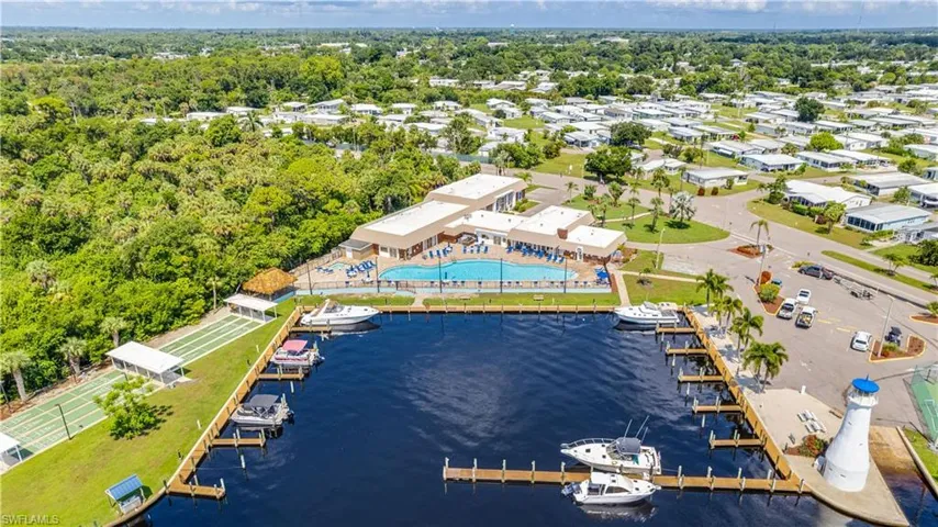 Community center, pools, docks