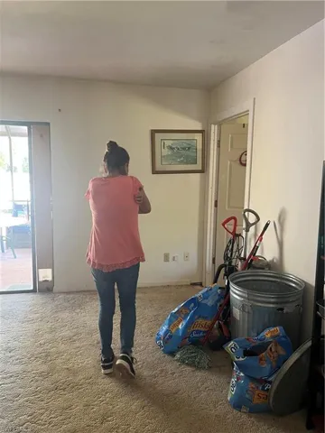 Rec room with carpet flooring