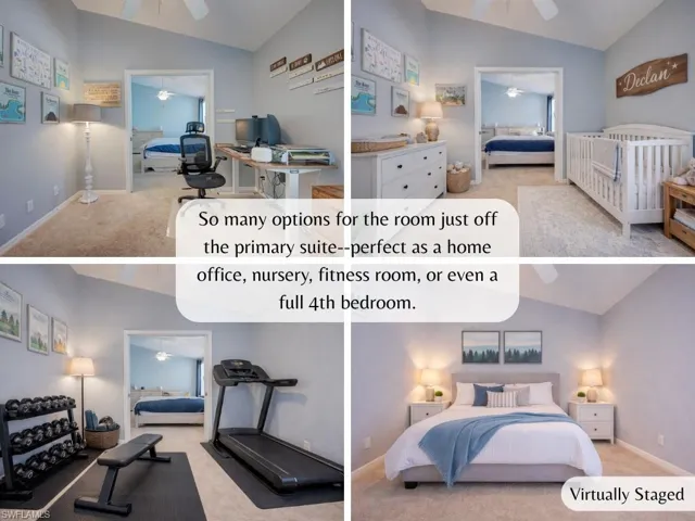 Virtually staged options for 4th bedroom