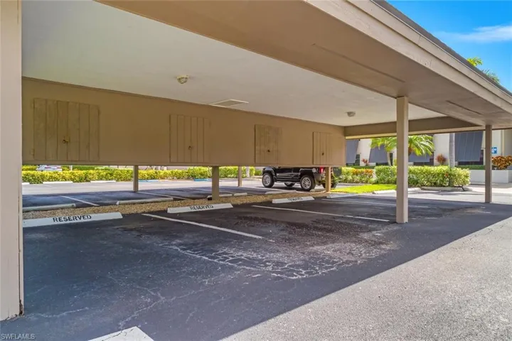View of covered parking lot