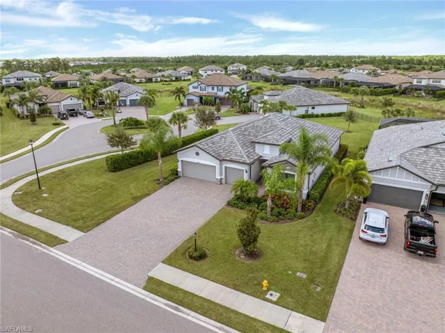 Aerial perspective of suburban area