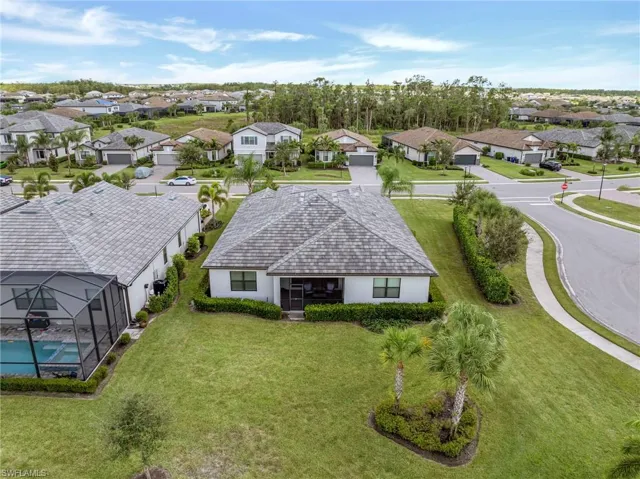 Aerial perspective of suburban area