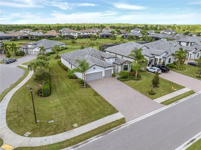 Aerial perspective of suburban area