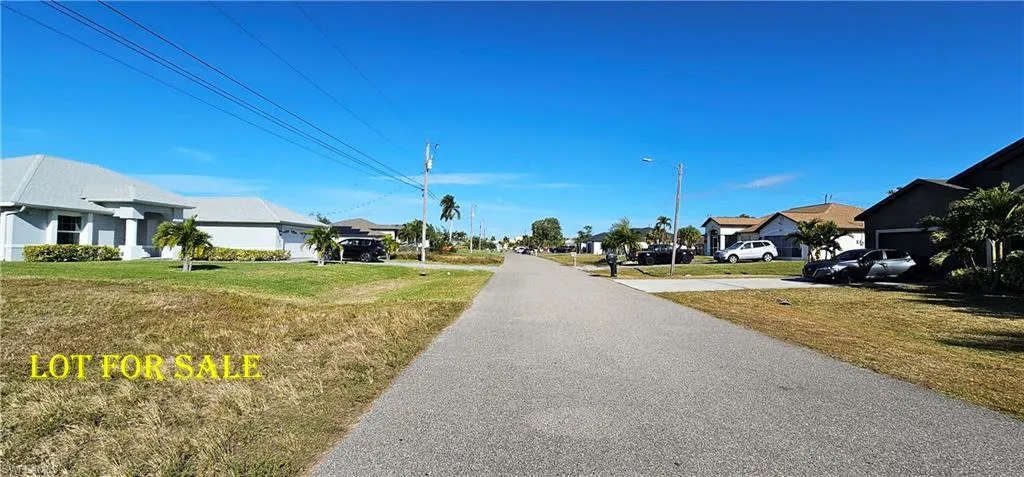 Looking down the street infront of the lot