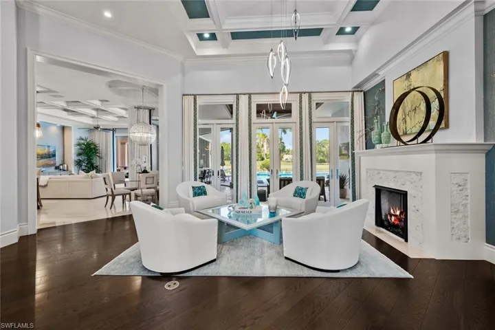 and a fireplace