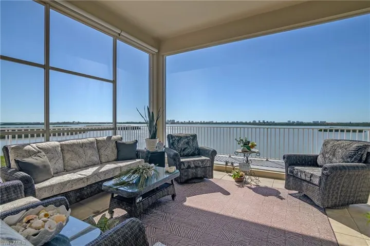 View of patio / terrace featuring outdoor lounge area and a water view