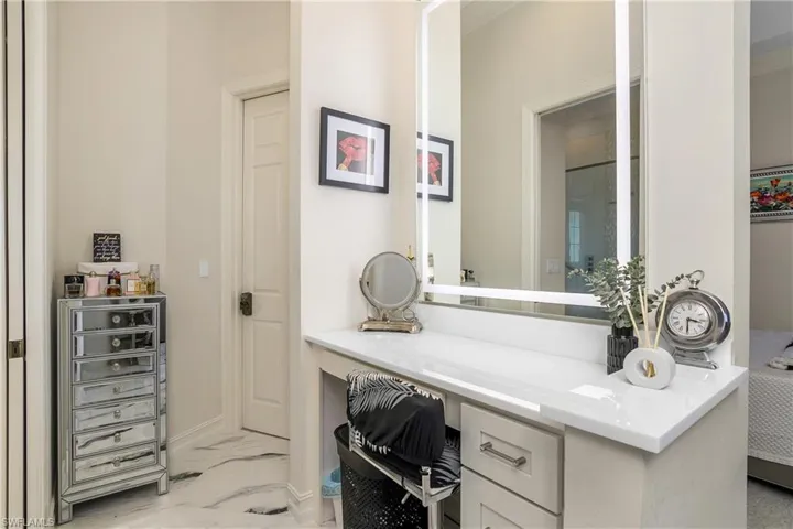 Bathroom with marble finish floor