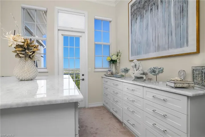 Walk in closet featuring light carpet