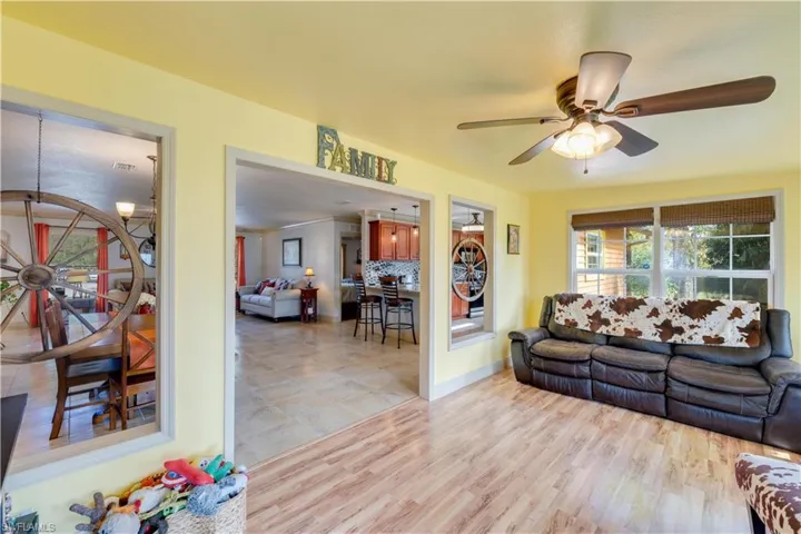155 Evans Rd, LaBelle, FL 33935 Living room featuring ceiling fan and light hardwood / wood-style floors
