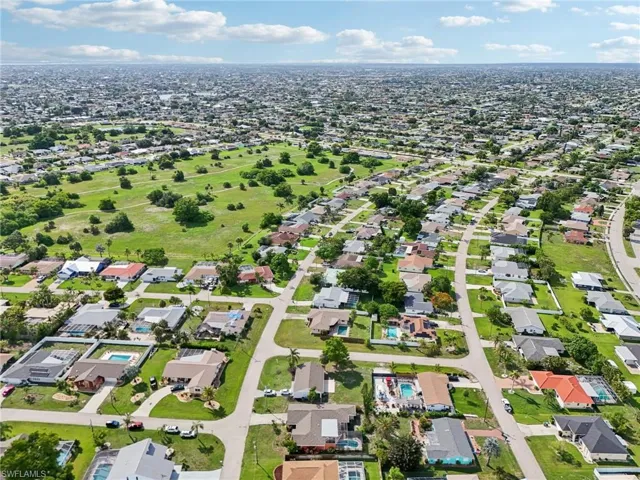Aerial perspective of suburban area
