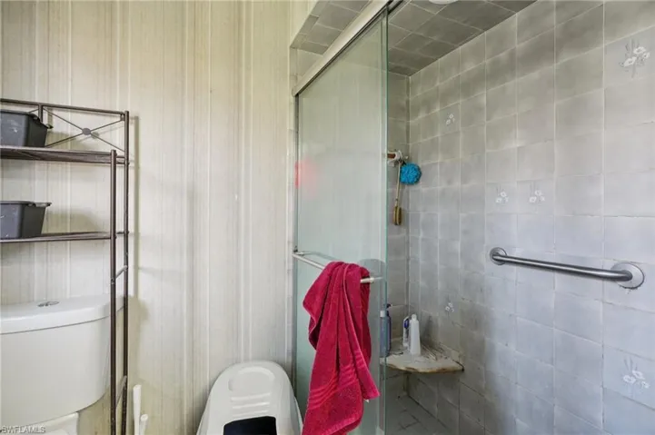 Bathroom with a shower stall