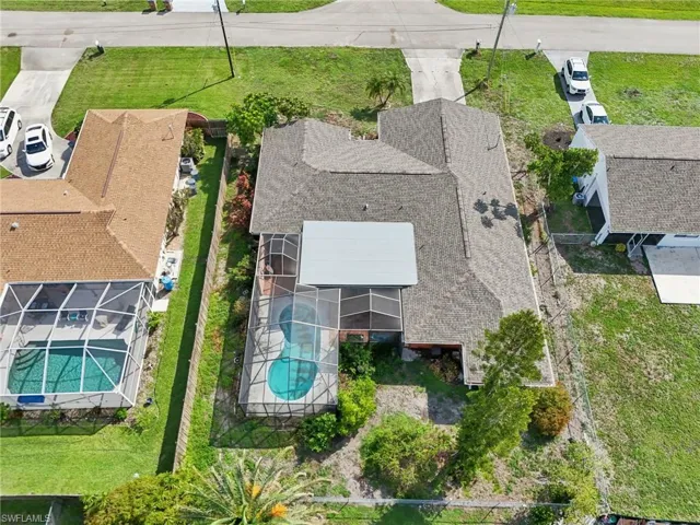 Aerial view of a pool