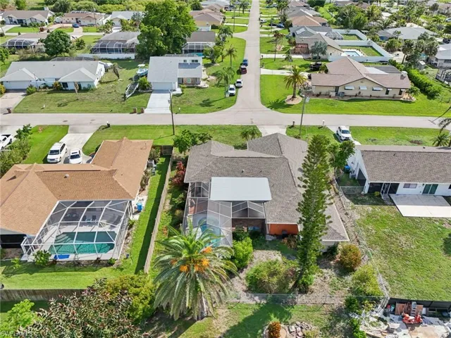 Aerial perspective of suburban area
