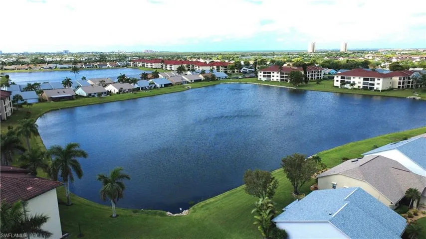 Bird's eye view of a nearby body of water