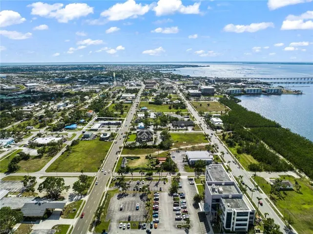 Bird's eye view of a nearby body of water