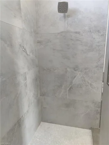Bathroom with a tile shower