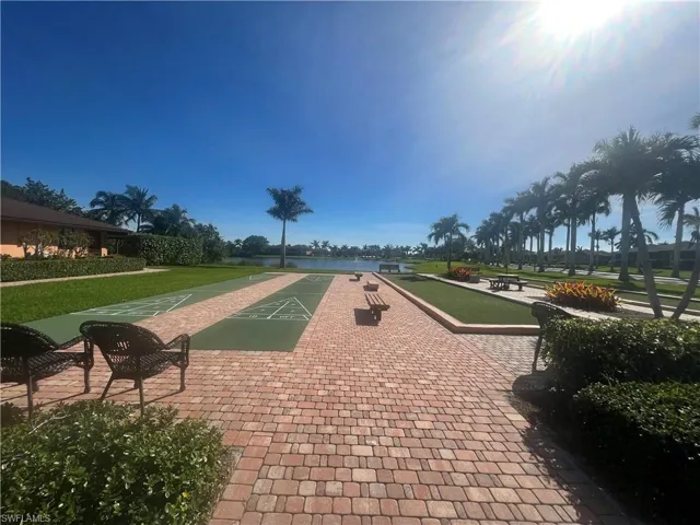 View of shuffleboard and bocce ball courts in community