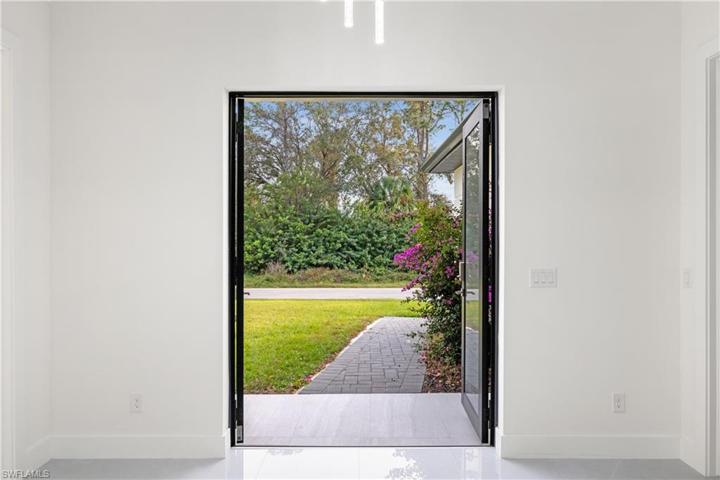 Looking out the front doors.