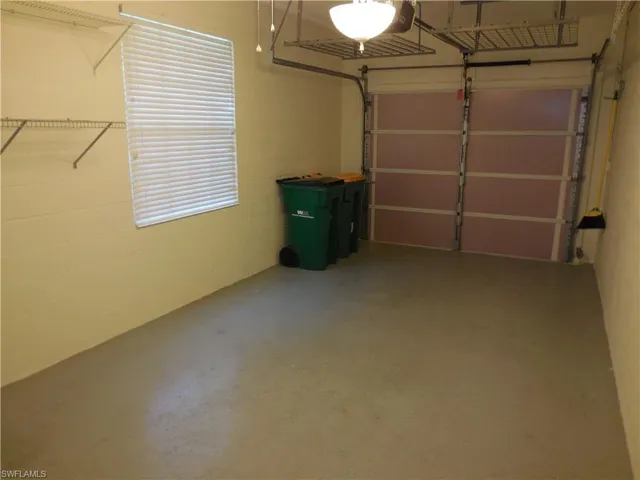 Garage with concrete block wall