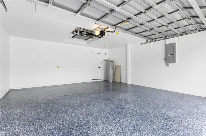 2 car garage with epoxy flooring