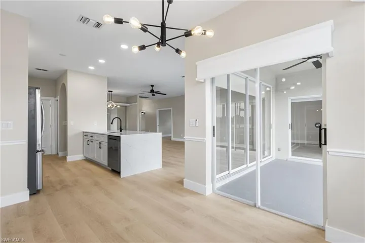Kitchen nook with upgraded lighting