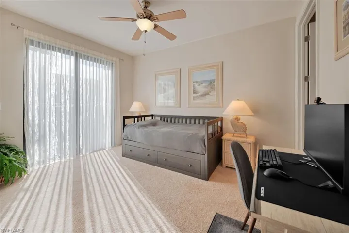 Guest Bedroom with sliding door access to front patio