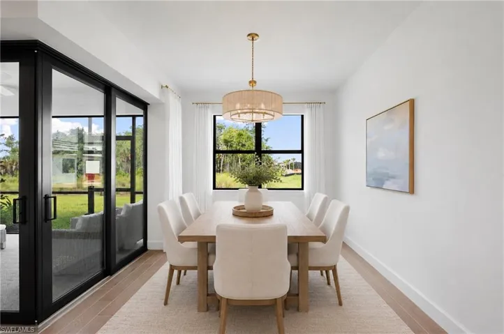 Virtually staged dining area