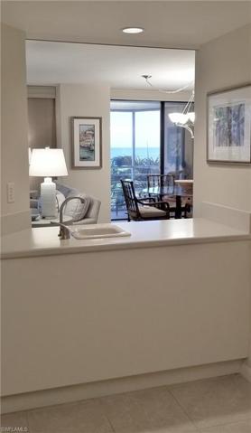 Kitchen side of wet bar area.