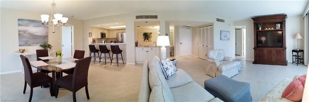 Spacious living area with large screen tv and internet