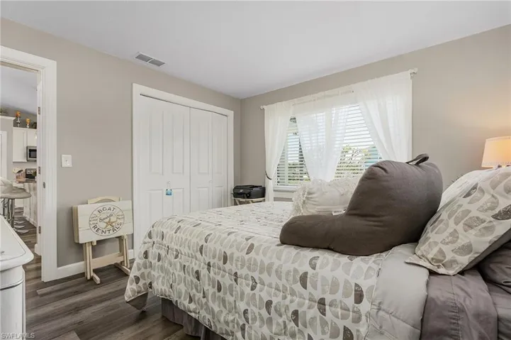 Guest bedroom has lots of natural light.