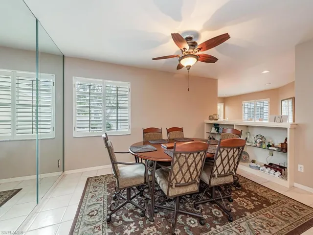 Tiled dining space off the kitchen with lots of light