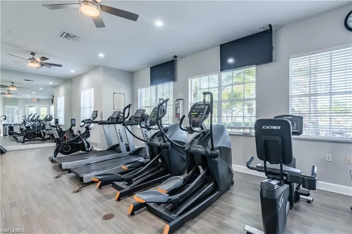 Exercise room featuring plenty of natural light
