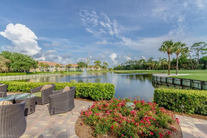 View of patio featuring a water view at the community center