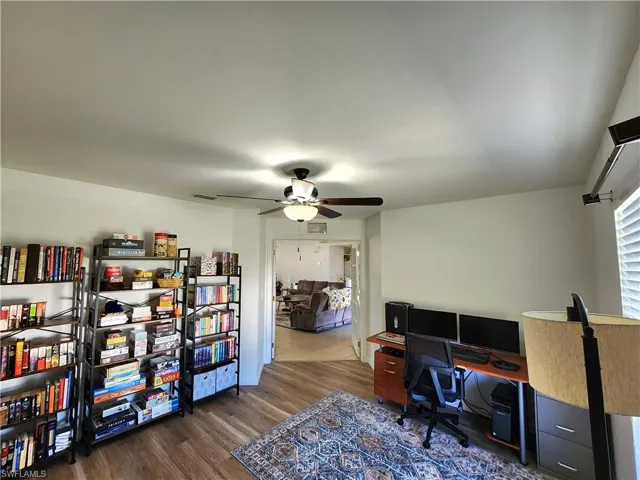 Den being used as an office.