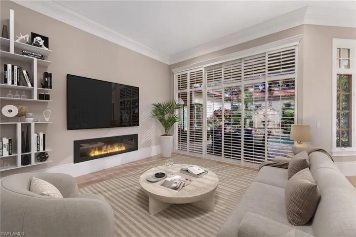 Virtually-remodeled and stage family room