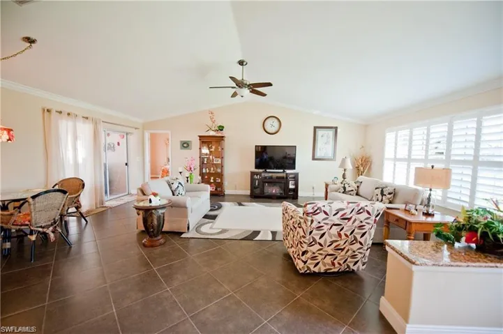 A BIG living room with vaulted ceilings