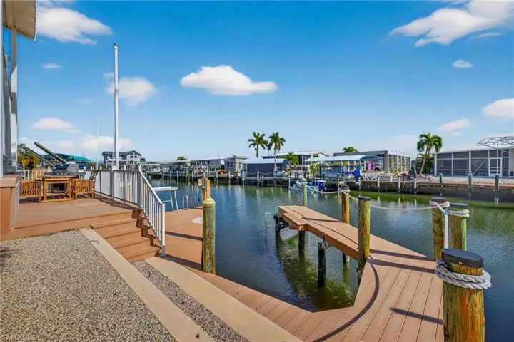 Dock area featuring a water view