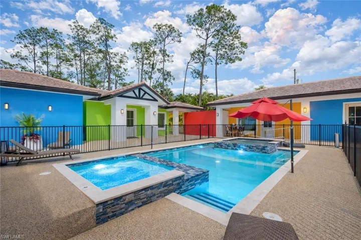 Integrated pool / spa featuring a patio