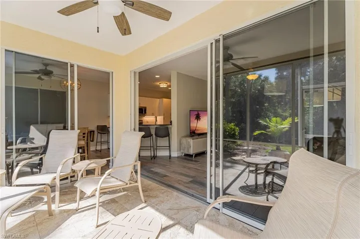 Sliding Patio Doors open wide in Lanai