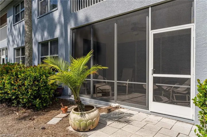 Exterior door with pavers