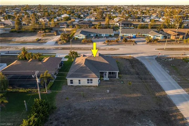 Aerial perspective of suburban area