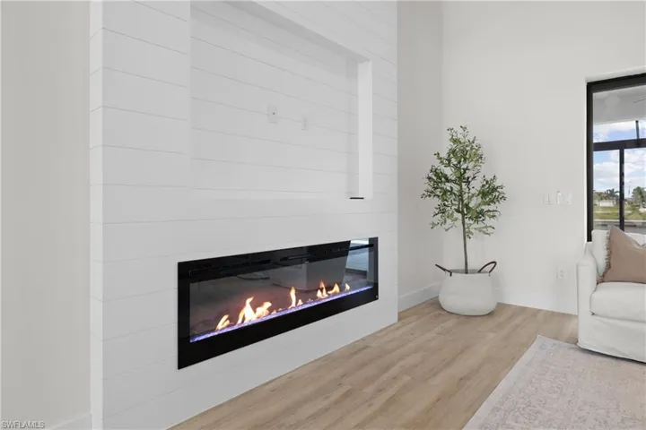 Living room with electric fireplace