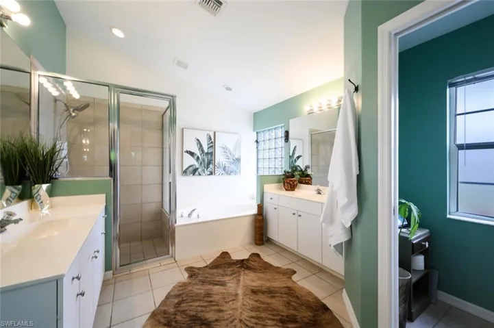 Primary Bathroom, dual  sinks, separate shower/tub