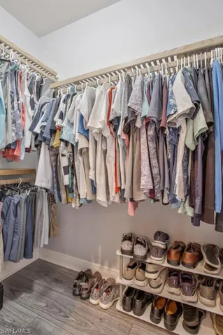 Spacious closet featuring hardwood / wood-style flooring