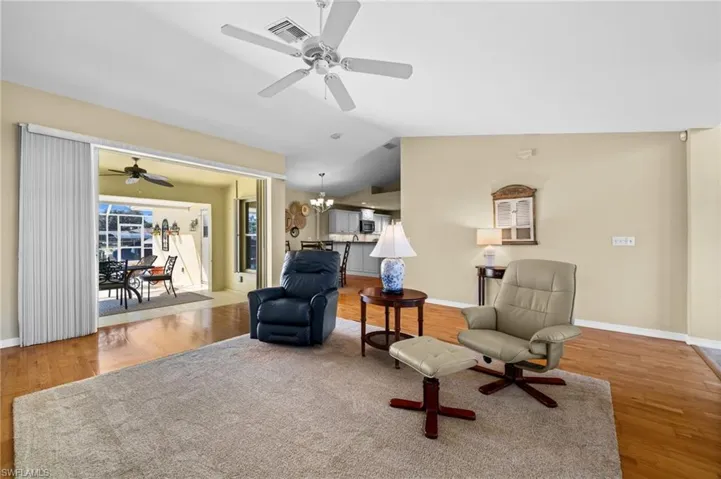 Comfortable living area with lanai views