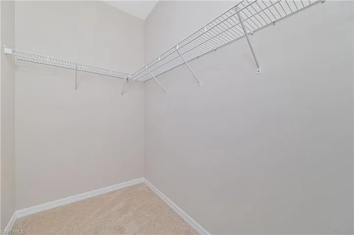 Spacious closet featuring light colored carpet