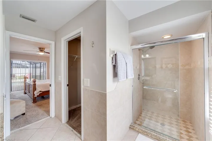 Large walk-in shower in primary bathroom