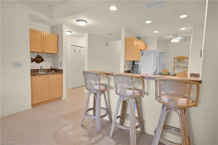 island seating & wet bar